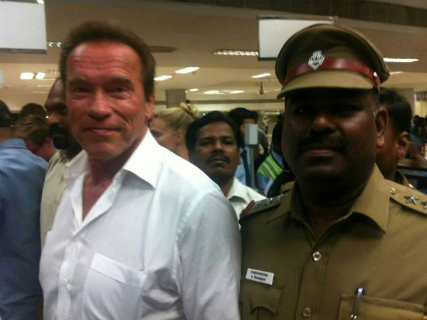 Arnold Arrives To Chennai For I (Ai) Audio Launch Arnold Arrives To Chennai For I (Ai) Audio Launch
