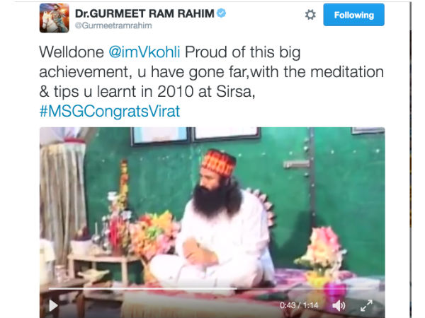saint-msg-congrats-his-ex-trainee-virat-kohli-on-twitter saint-msg-congrats-his-ex-trainee-virat-kohli-on-twitter