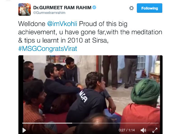 saint-msg-congrats-his-ex-trainee-virat-kohli-on-twitter saint-msg-congrats-his-ex-trainee-virat-kohli-on-twitter