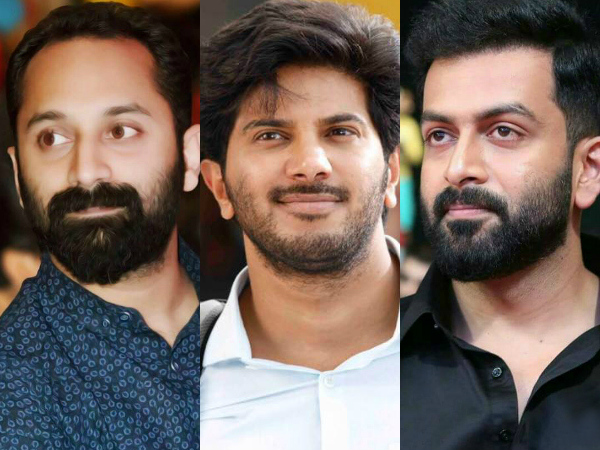 Image result for dulquer, fahadh faasil with Prithviraj movies for Eid