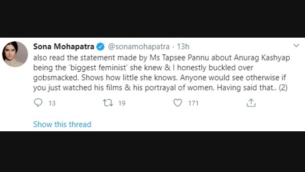 Sona Mohapatra Takes A Dig At Taapsee Pannu