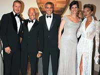 George Clooney with the Beckhams and Giorgio Armani George Clooney with the Beckhams and Giorgio Armani