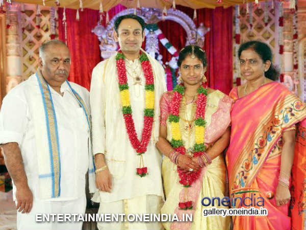 BVSN Prasad, Wife Pose With Daughter Prasanna, Srinivas At Their Marriage