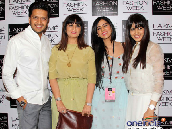 Riteish Deshmukh,Neeta Lulla, Nishika Lulla, Genelia At Lakme Fashion Week 2014