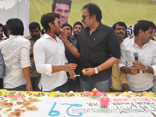 Nagababu Shares Cake With Ram Charan At His 29th Birthday