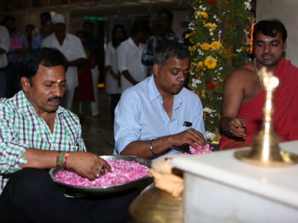 AM Ratnam, Gautham Menon Performing Pooja At Movie Launch