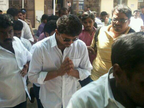 Photo: Vijay Entering Polling Both
