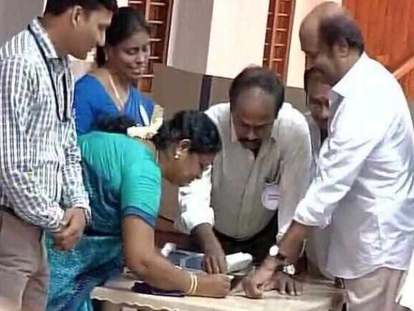 Rajinikanth Cast His Vote At Stella Mary College
