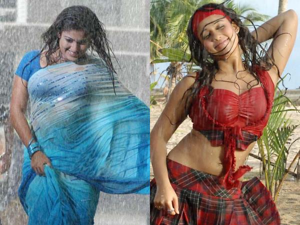 Wet Telugu Actress Nayantara's Hot Expression In Rain Song