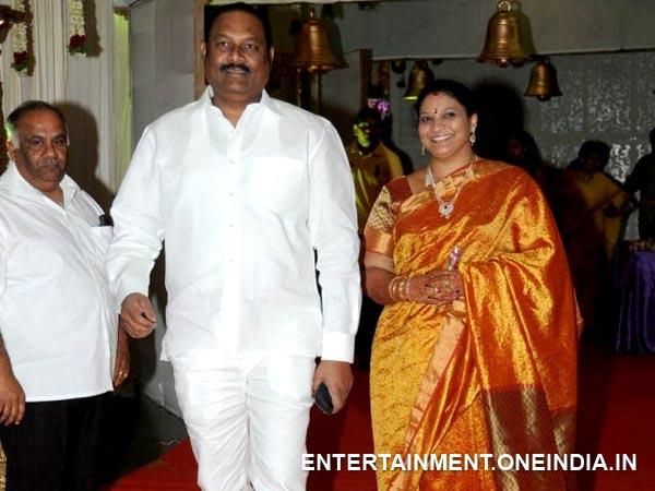 Suresh, Wife Padma At Raja Ravindra's Daughter Wedding Reception