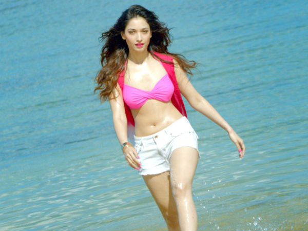 Photo: Tamanna's Hot Look In Twisted Bikini Top With White Shorts
