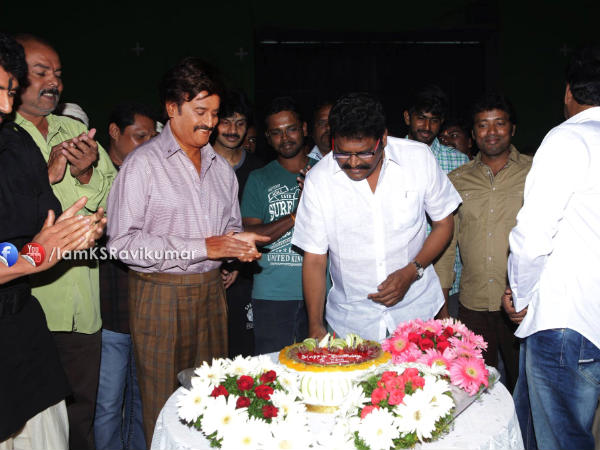 KS Ravikumar Cutting Birthday Cake