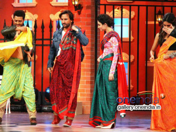 Saif, Tamannah, Riteish, Esha Try On Sarees At Humshakals Promotion