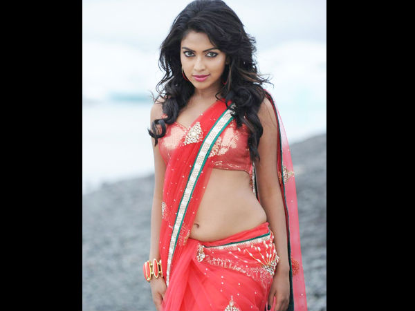 Amala Paul In Orange Embroidred Saree