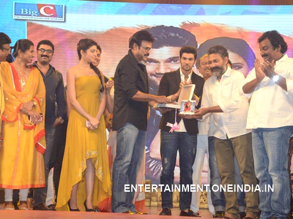 Venkatesh Hands Over First Alludu Seenu Audio CD To Rajamouli