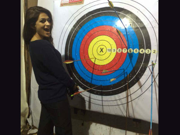 Shraddha Enjoys Pistol Bow