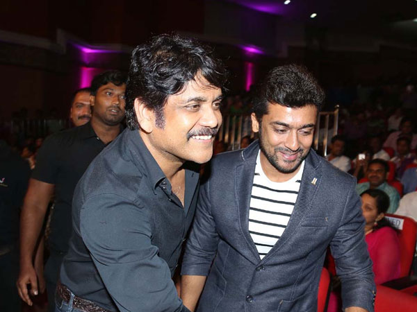 Nagarjuna Receives Surya At Sikander Music Launch