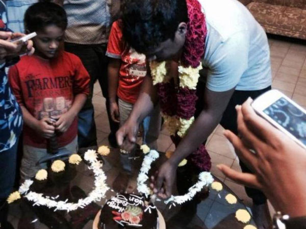 Yuvan Cutting The Birthday Cake