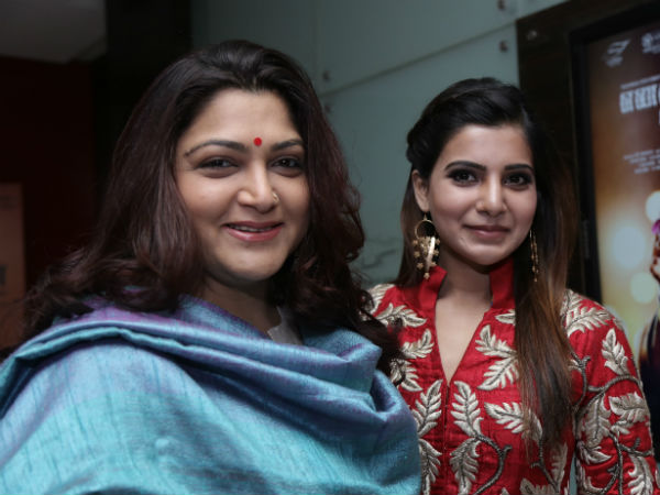 Khushboo With Samantha At Enakkul Oruvan Music Release