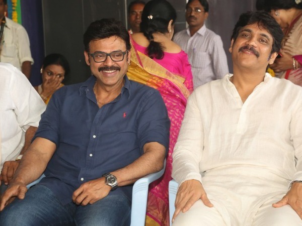 Chiranjeevi, Nagarjuna & Venkatesh At Film Nagar Temple - Filmibeat