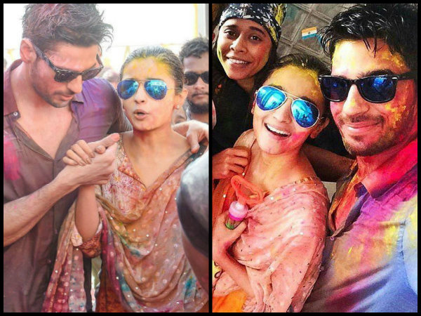 Sidharth Malhotra Alia Bhatt Holi Pictures, Alia Bhatt Spotted Playing