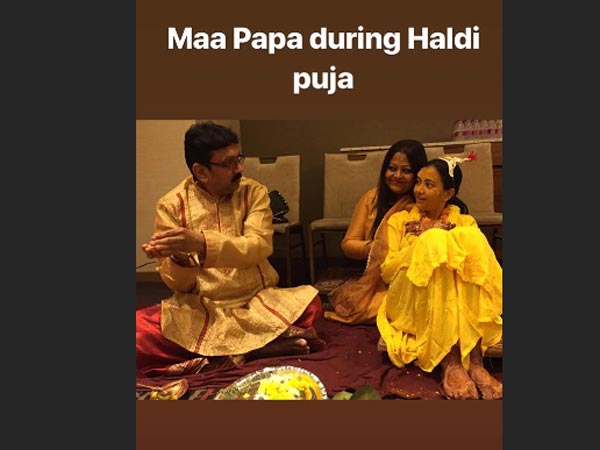Haldi With Her Parents