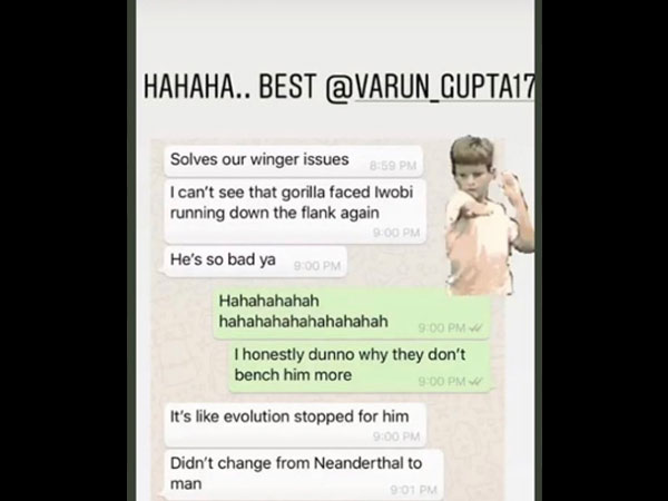 The WhatsApp Conversation That Was Racist Against Alex Iwobi