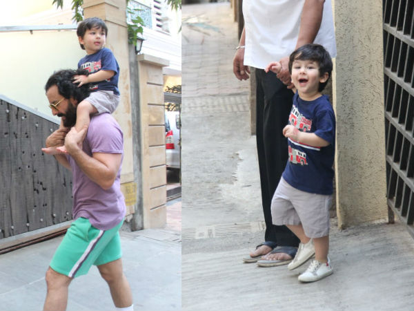 Taimur Goes For A Piggyback Ride On Dad's Shoulders Again