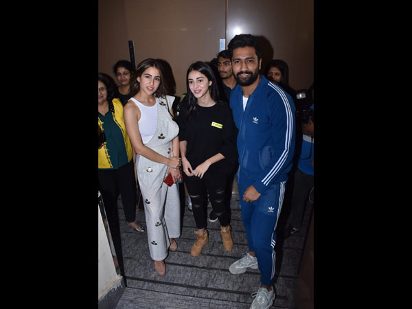 Vicky And Ananya Posed With Sara Ali Khan