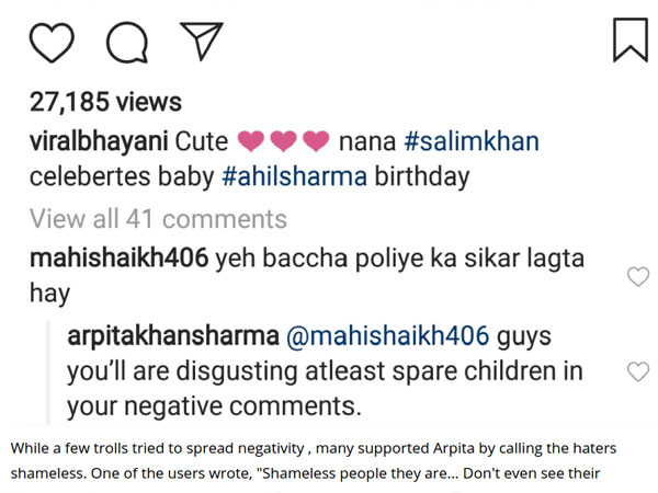 Arpita Khan Slammed The Troll For Being Insensitive
