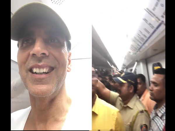 VIDEO: Akshay Kumar Ditches Car, Takes Crowded Mumbai Metro! VIDEO: Akshay Kumar Ditches Car, Takes Crowded Mumbai Metro!
