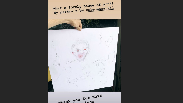 Kartik Aaryan Fulfills Bigg Boss 13s Shehnaz Gills Wish; Thanks Her For Making His Portrait Kartik Aaryan Fulfills Bigg Boss 13s Shehnaz Gills Wish; Thanks Her For Making His Portrait