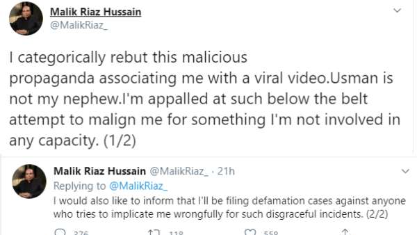 Malik Riaz's Tweet