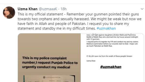 Uzma Khan's Tweet