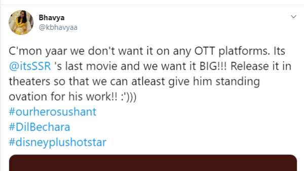 Twitter User On Dil Bechara's Digital Release
