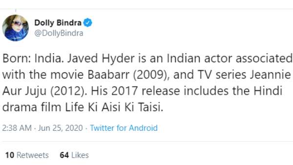 Dolly Bindra's Tweet