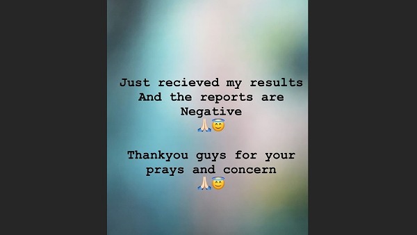 Erica Tests Negative For Coronavirus