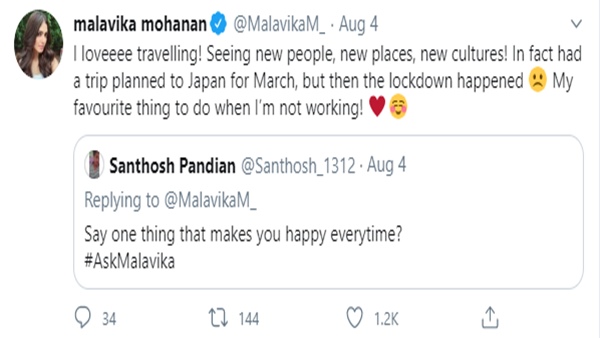 Malavika Mohanans tweet Malavika Mohanans tweet