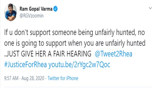 RGV Asks To Give Fair Chance To Rhea