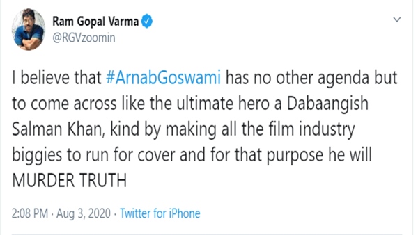 RGV Says Arnab Goswami Murders The Truth