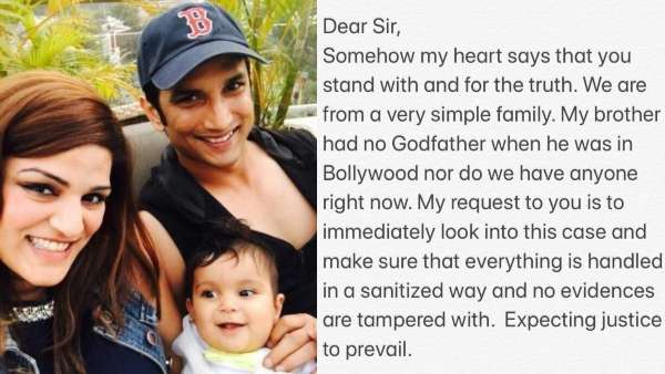 Sushants sister Shweta Reaches Out To PM Modi; Says I Request An Urgent Scan Of The Whole Case Sushants sister Shweta Reaches Out To PM Modi; Says I Request An Urgent Scan Of The Whole Case