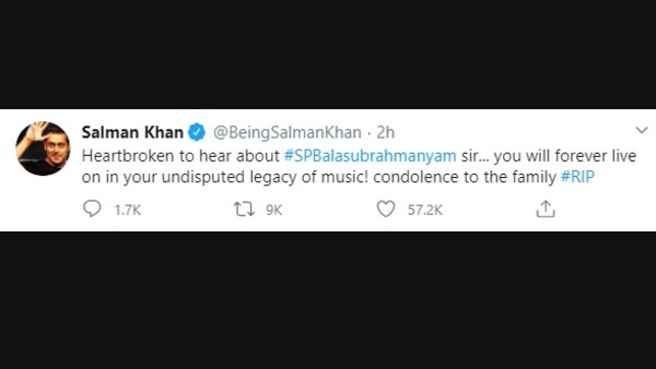 Salman Khan Reacts To The News Of SP Balasubrahmanyam's Death