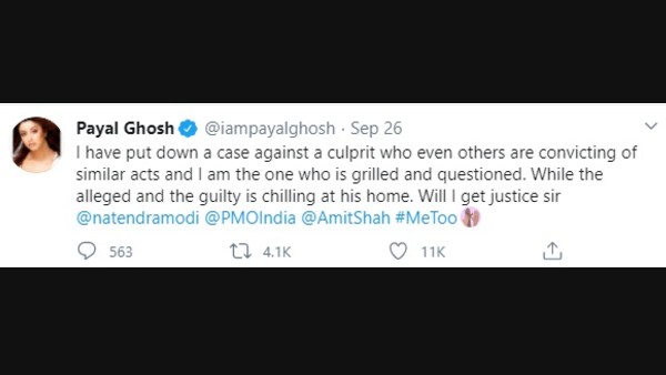 Payal Ghosh's Tweet
