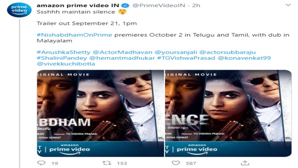 Nishabdham tweet Nishabdham tweet