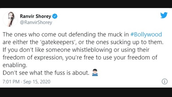 Ranvir Shorey Shares A Hard-Hitting Tweet
