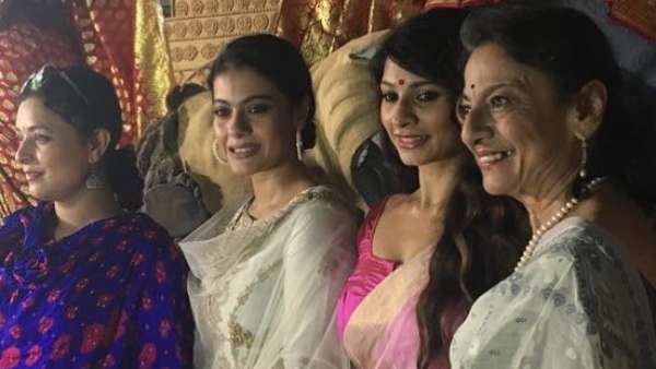 Kajol With Family At A Durga Pooja In 2017