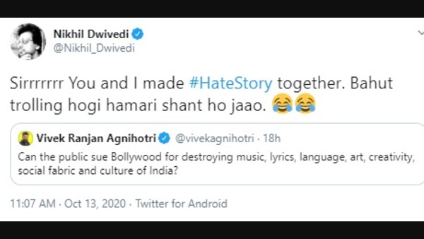 Nikhil Dwivedi Reminds Vivek Agnihotri That They Did Hate Story Together