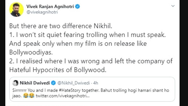 Vivek Agnihotri Hits Back At Nikhil Dwivedi