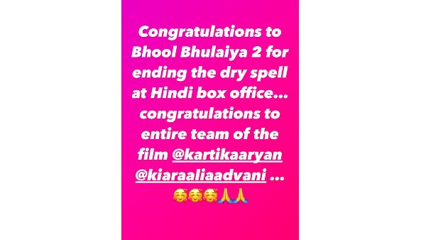 Kangana Ranaut Congratulates Kartik Aaryan Kiara Advani s Bhool Bhulaiyaa 2 For Ending Dry 