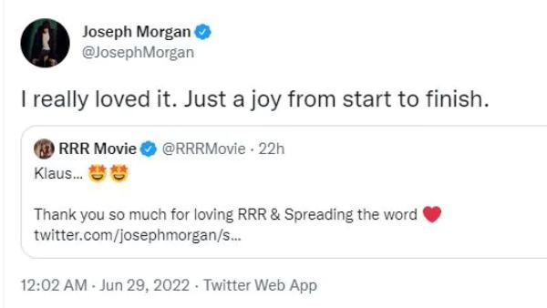 Joseph Morgan, RRR Joseph Morgan, RRR